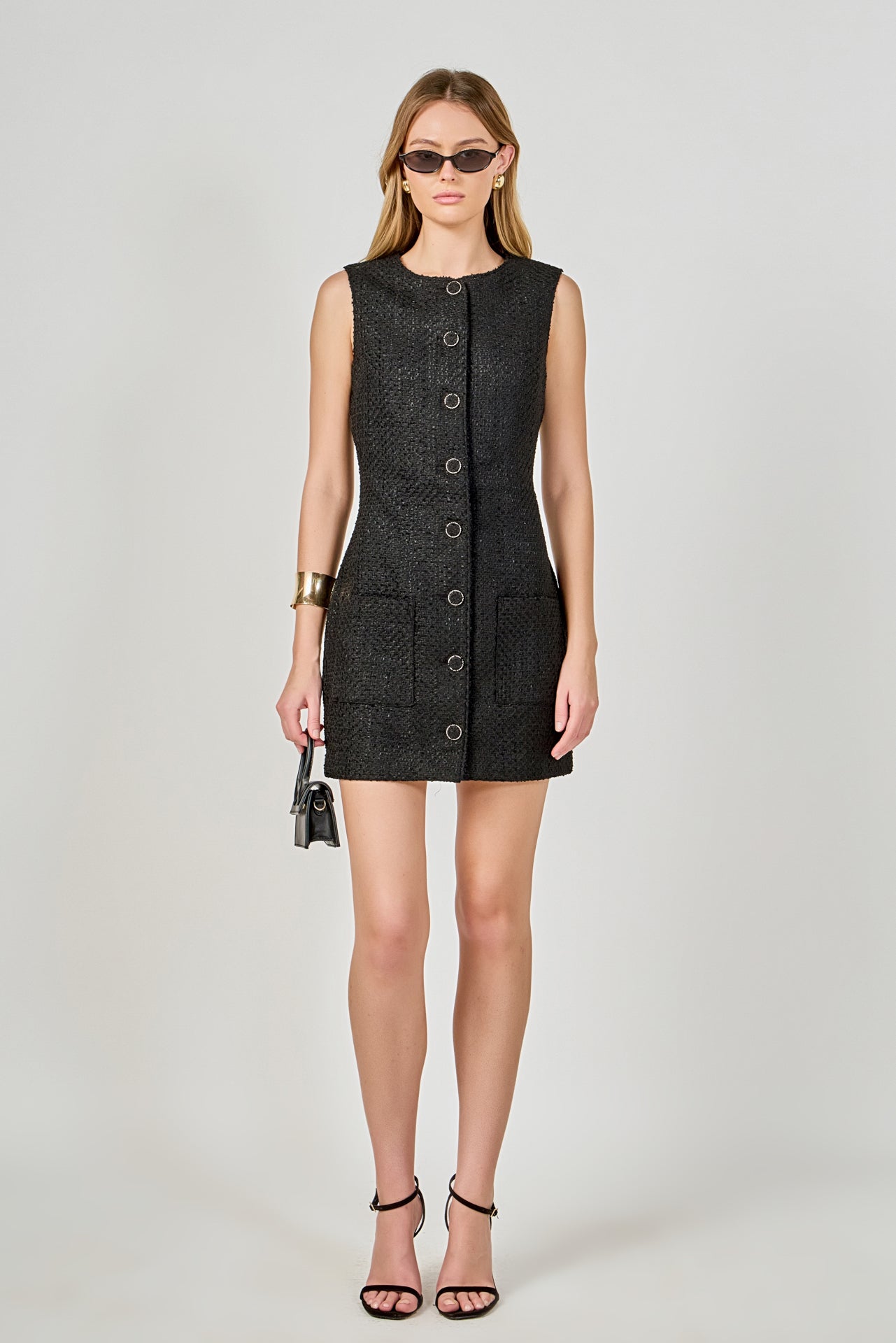 Endless Rose - Sleeveless Tweed Mini Dress POWDER BLUE / S Endless Rose - Sleeveless Tweed Mini Dress POWDER BLUE / S