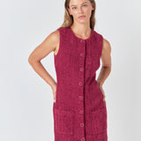 Sleeveless Tweed Mini Dress