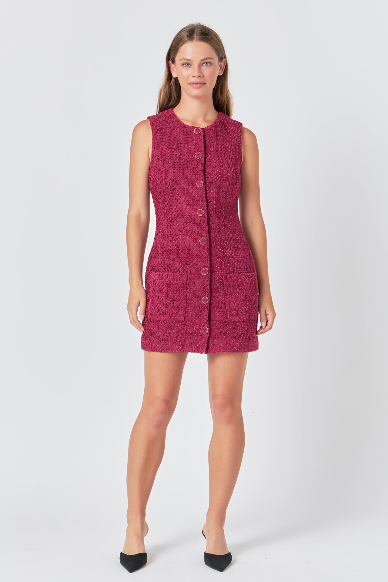 Sleeveless Tweed Mini Dress