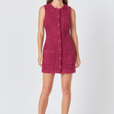 Sleeveless Tweed Mini Dress
