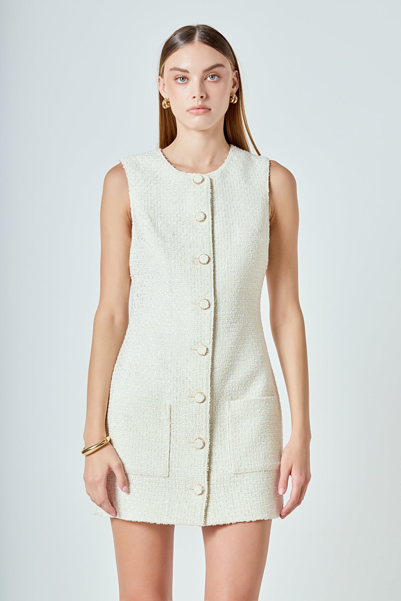 Sleeveless Tweed Mini Dress – Endless Rose