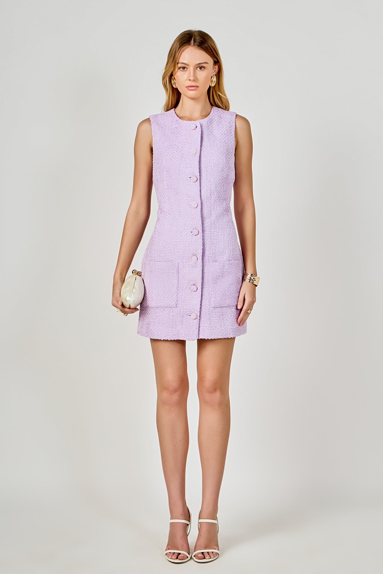 Tweed Buttoned Mini Dress – Endless Rose