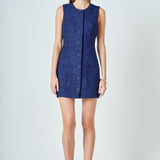Sleeveless Tweed Mini Dress