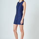 Sleeveless Tweed Mini Dress