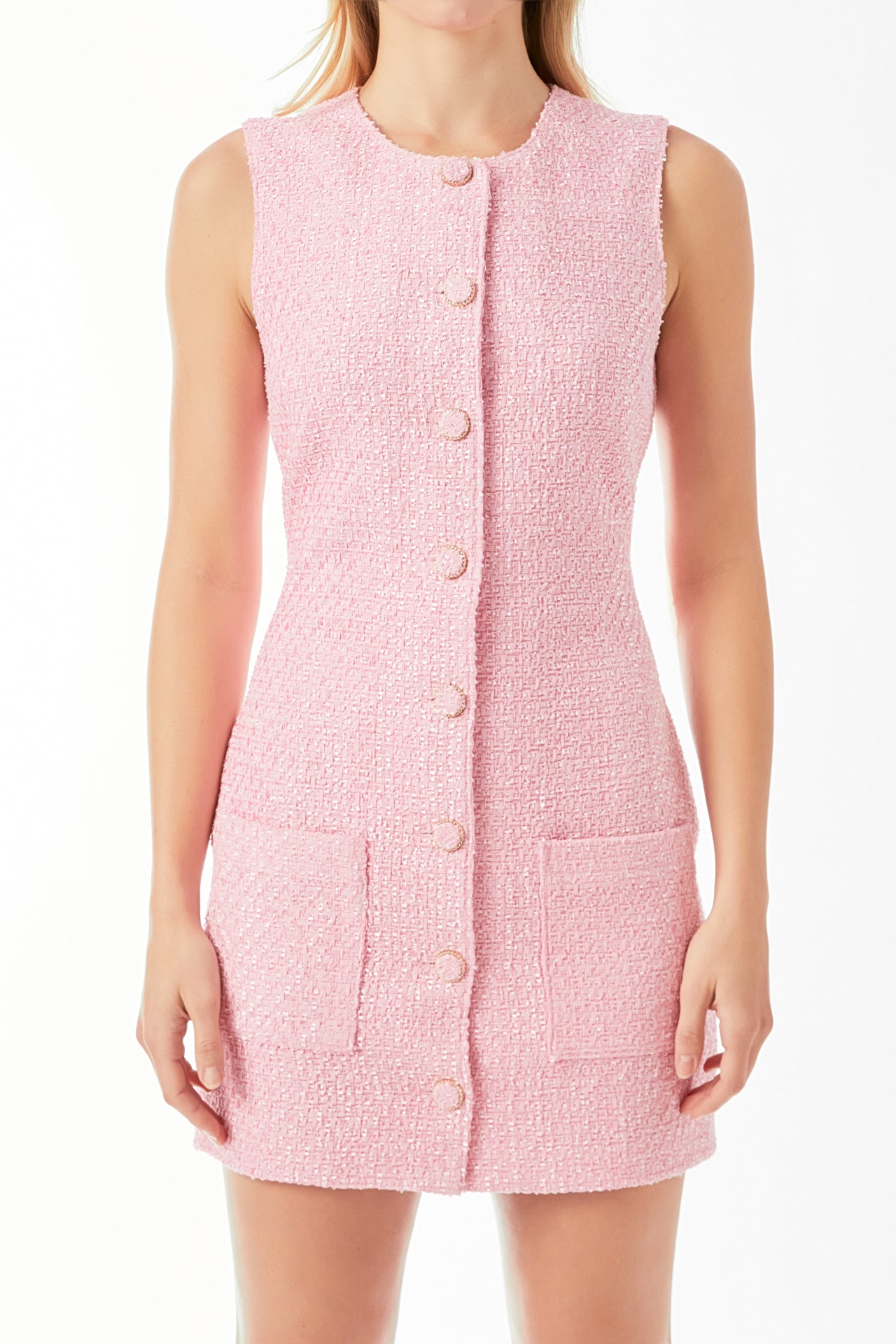 pink tweed dress