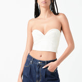 Cropped Pu Bustier Top