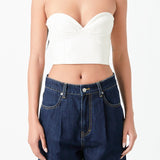 Cropped Pu Bustier Top