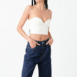 Cropped Pu Bustier Top