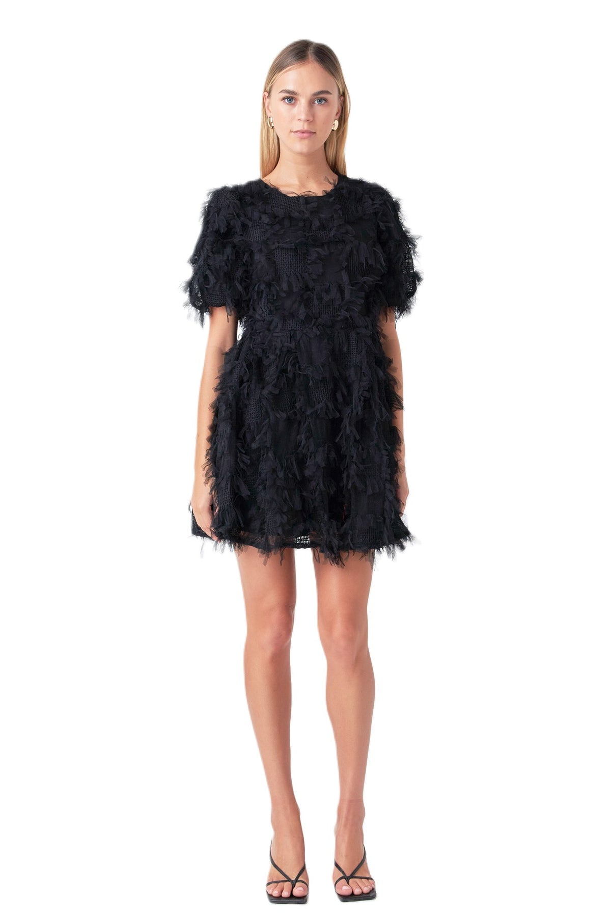 Textured Mesh Mini Dress