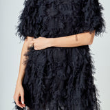 Textured Mesh Mini Dress