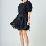 Textured Mesh Mini Dress