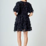 Textured Mesh Mini Dress