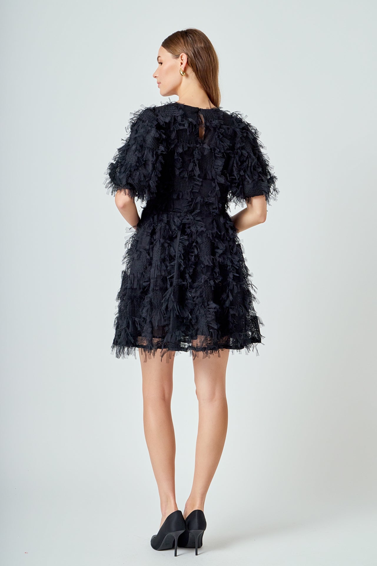 Short Black Feather Dress Textured Mesh Mini Dress Endless Rose Short Black Feather Dress Textured Mesh Mini Dress Endless Rose