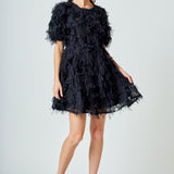 Textured Mesh Mini Dress