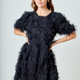 Textured Mesh Mini Dress