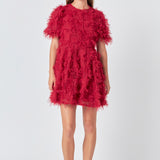 Textured Mesh Mini Dress