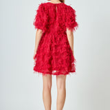 Textured Mesh Mini Dress