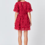 Textured Mesh Mini Dress