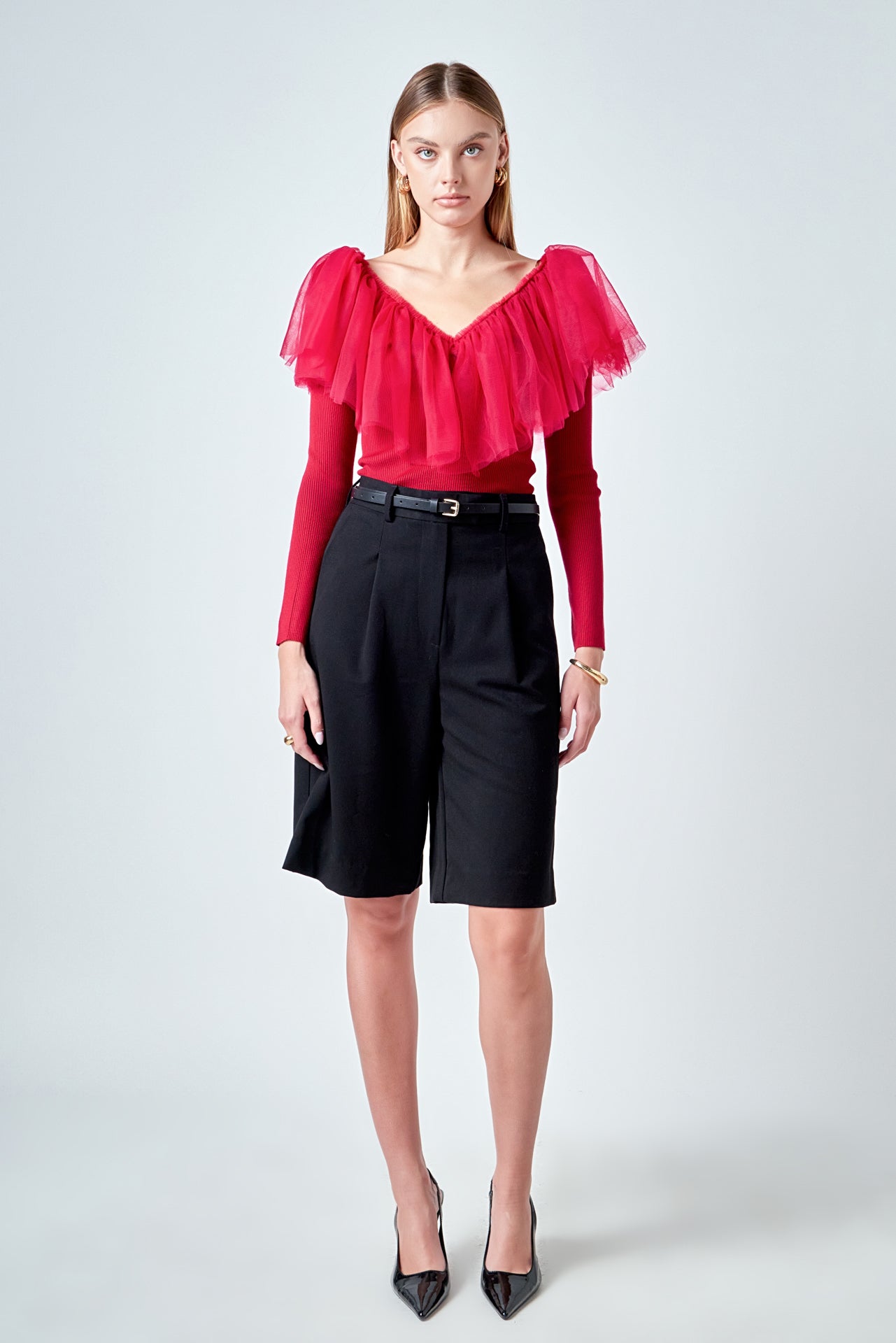 Tulle Ruffle Top