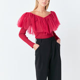 Tulle Ruffle Top