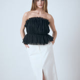 Strapless Tulle Peplum Top