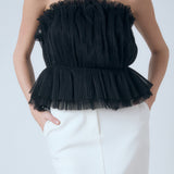 Strapless Tulle Peplum Top
