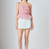 Strapless Tulle Peplum Top