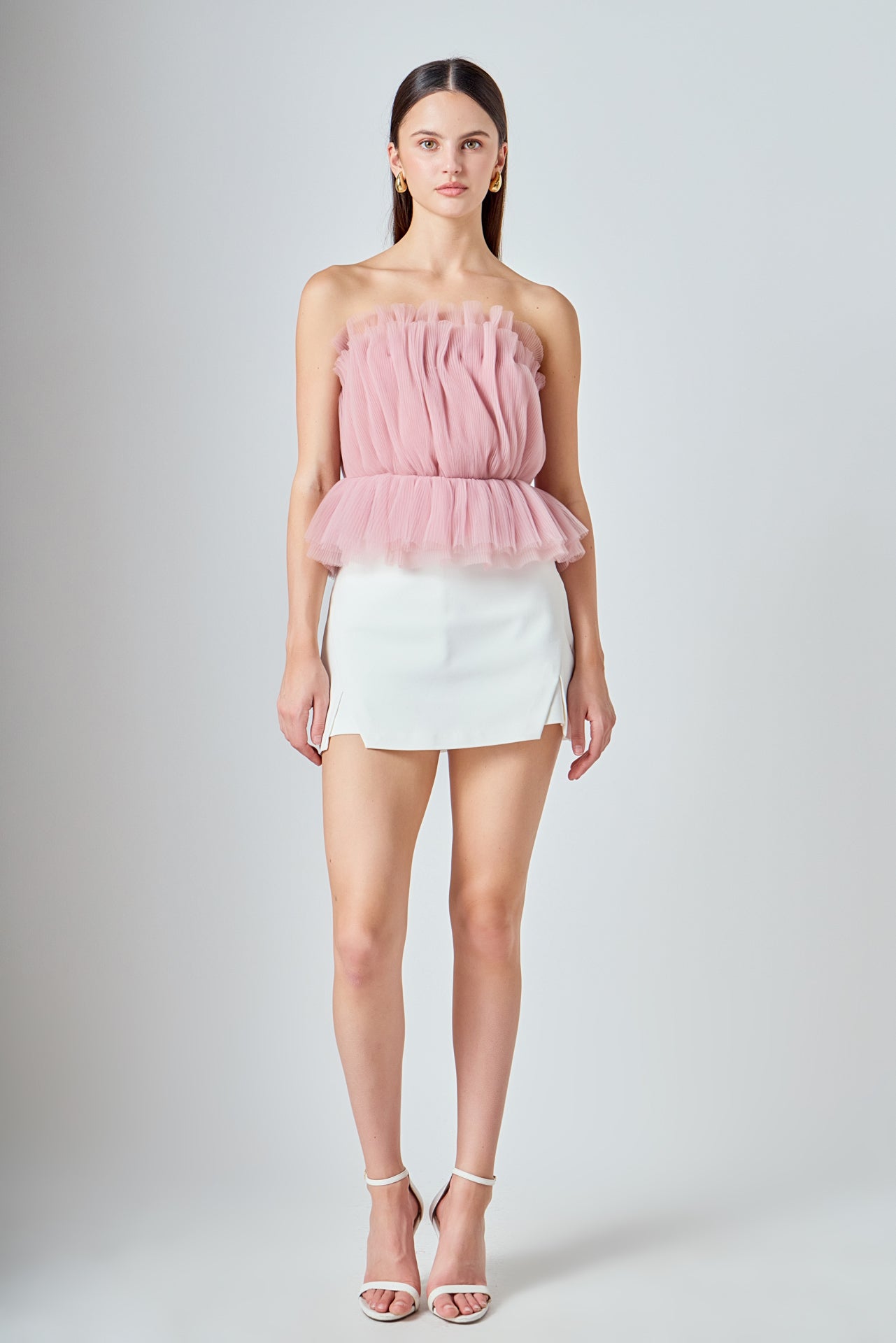 Strapless Tulle Peplum Top