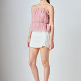 Strapless Tulle Peplum Top
