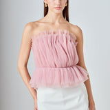 Strapless Tulle Peplum Top