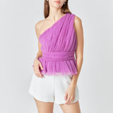 Tulle One Shoulder Top