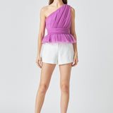 Tulle One Shoulder Top