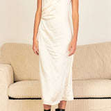 Satin Wrap Midi Dress