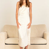 Satin Wrap Midi Dress
