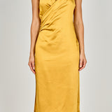 Satin Wrap Midi Dress