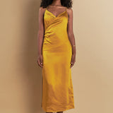 Satin Wrap Midi Dress