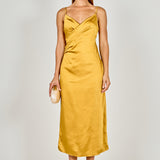 Satin Wrap Midi Dress