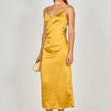 Satin Wrap Midi Dress