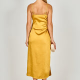 Satin Wrap Midi Dress