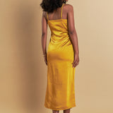 Satin Wrap Midi Dress