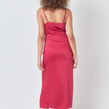 Satin Wrap Midi Dress