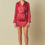 long sleeve satin mini dress Joelle Polished and versatile JULIANA LONG SLEEVE Mini Dress
