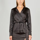 Long Sleeve Satin Mini Dress