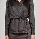 Long Sleeve Satin Mini Dress
