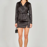 Long Sleeve Satin Mini Dress