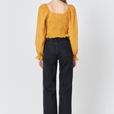 Chiffon Gridded Ruched Top