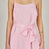 Spaghetti Tie Belted Romper Dress