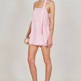 Spaghetti Tie Belted Romper Dress