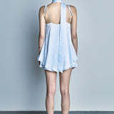 Spaghetti Tie Belted Romper Dress