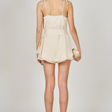Spaghetti Tie Belted Romper Dress